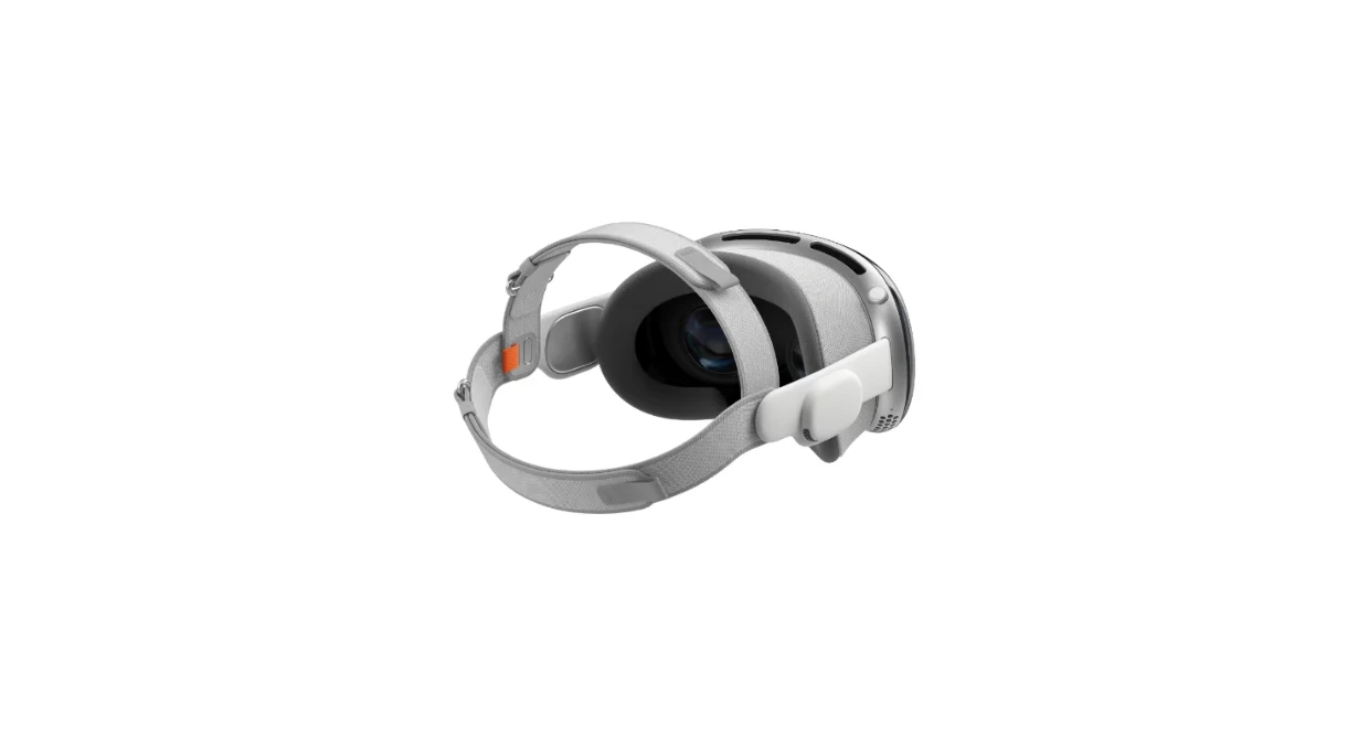 De Apple Vision Pro schuin van achteren
