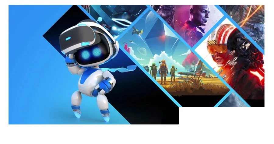 Speler met de PlayStation VR op zijn hoofd tijdens een game op de PlayStation 4