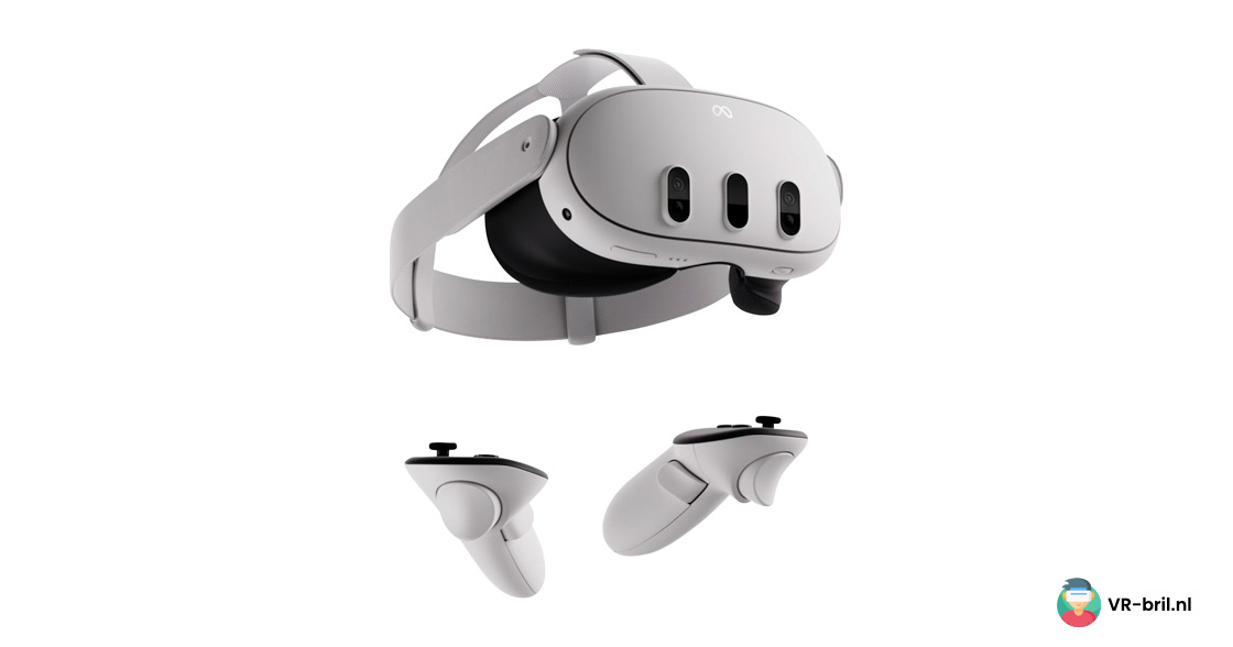 meta quest 3 met controllers zijaanzicht